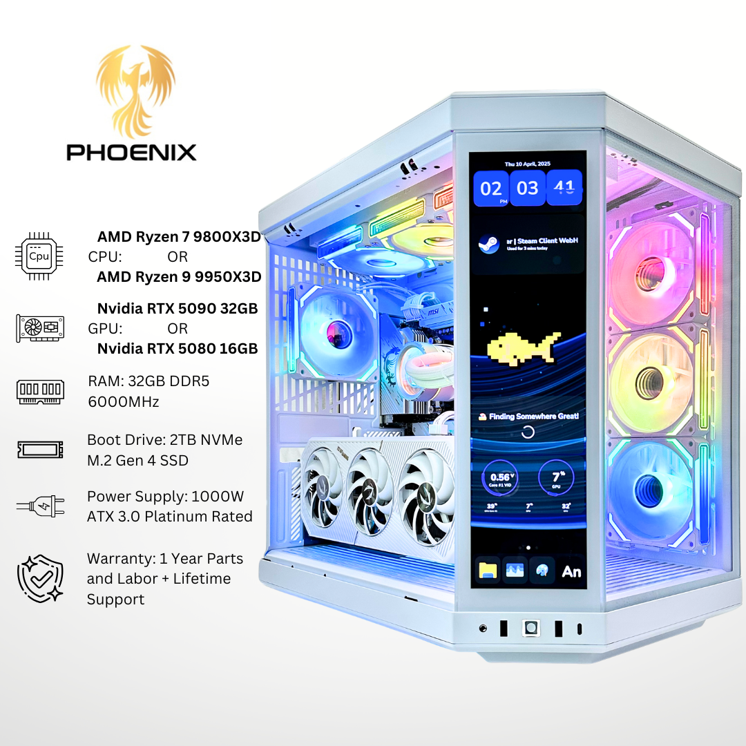 White AMD Phoenix Plus - Nvidia RTX 5080 / 5090 32GB RAM 2TB SSD DDR5 RGB Gaming PC