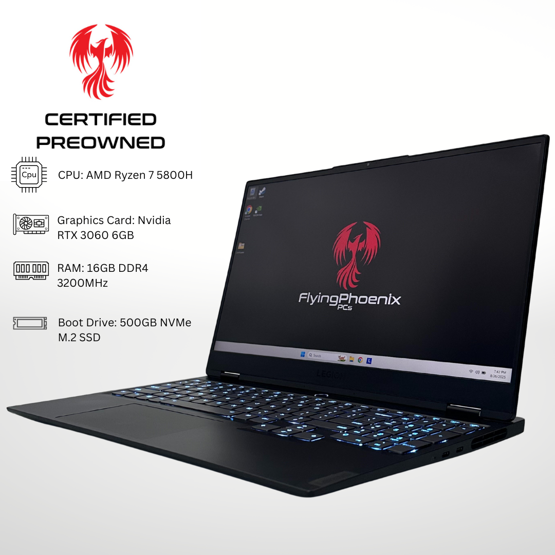 Certified Pre Owned Sparrow - NVIDIA RTX 3060 AMD Ryzen 7 5800H 16GB DDR4 RAM 500GB SSD RGB Gaming Laptop
