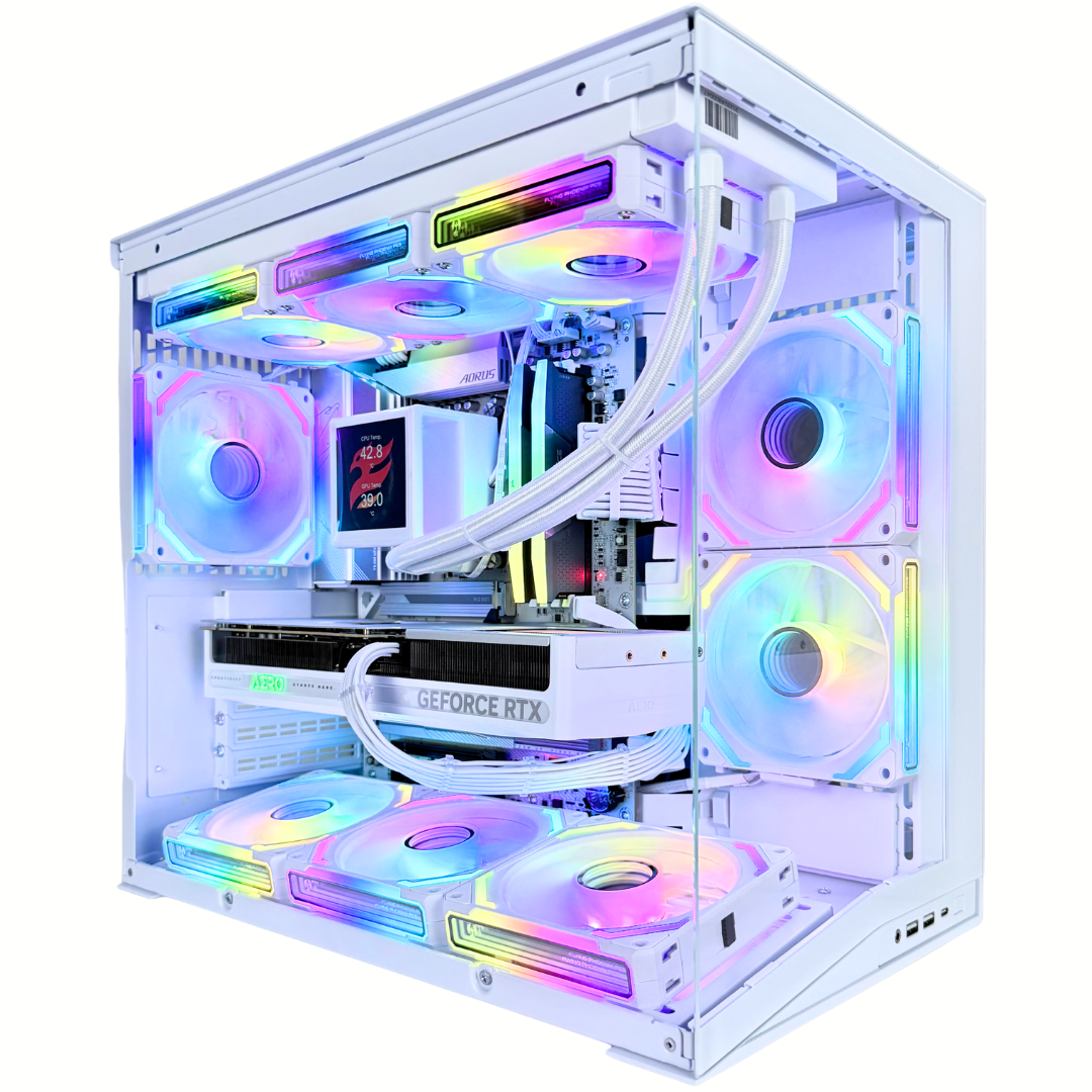 ホワイトデスクトップPC Radeon RX 550 650W White Phoenix - Nvidia RTX 5080/5090 32GB DDR5 RAM 2TB SSD RGB