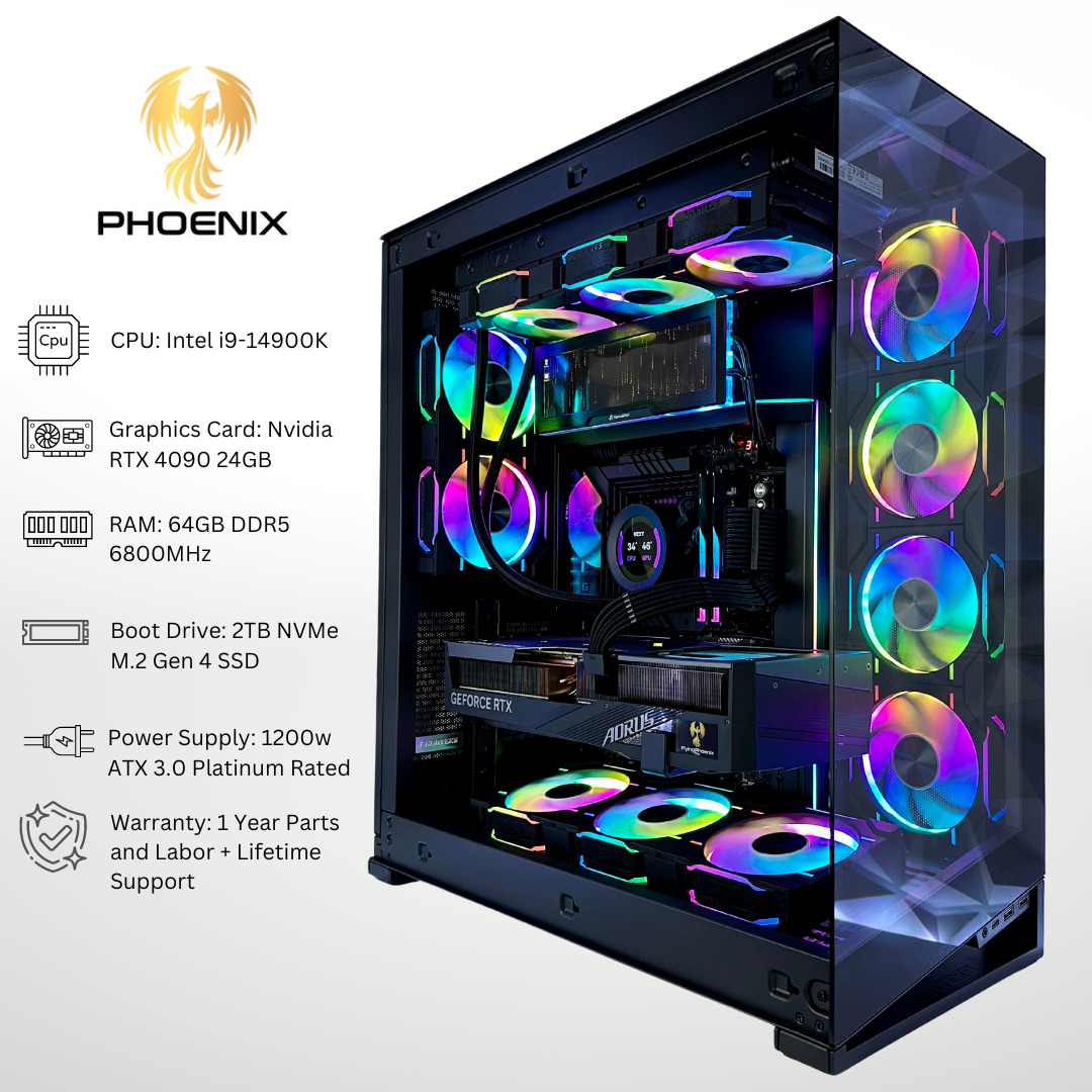 Phoenix Plus RTX 4090 Intel Core i9-14900K 64GB RAM DDR5 RGB Gaming PC –  Flying Phoenix PCs