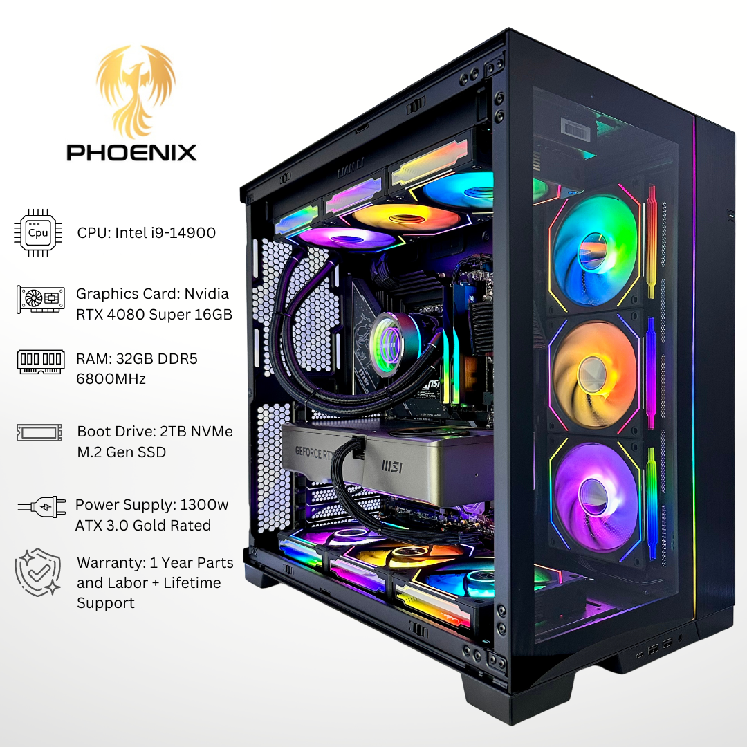 Phoenix RTX 4080 Super Intel i9-14900 32GB RAM 2TB SSD DDR5 RGB Gaming PC