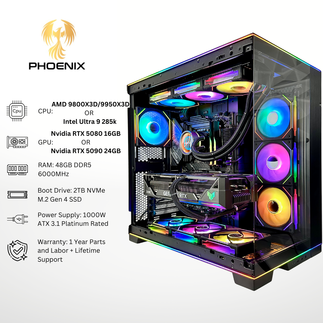 Phoenix - Nvidia RTX 5080/5090 48GB DDR5 RAM 2TB SSD RGB Gaming PC