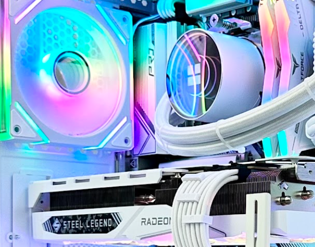 zoomed in photo of a custom-built pc