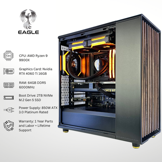 Eagle ProArt Creator - RTX 4060 Ti AMD Ryzen 9 9900X 64GB RAM 2TB SSD DDR5 RGB Gaming PC