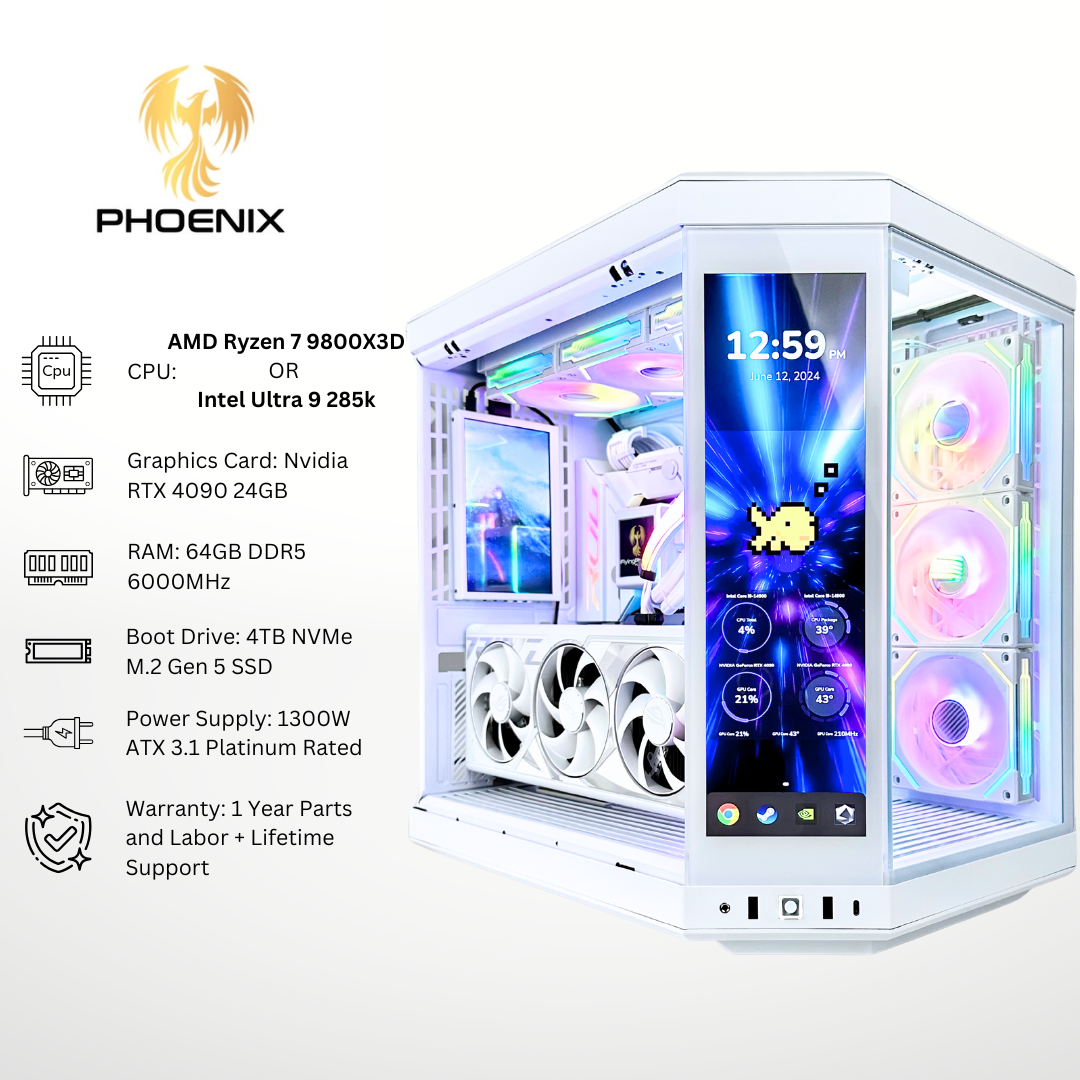 White Phoenix Plus - RTX 4090 64GB RAM 4TB SSD DDR5 RGB Gaming PC