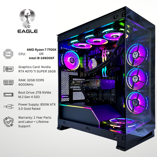 Eagle Plus - RTX 4070 Ti SUPER 32GB RAM 2TB SSD DDR5 RGB Gaming PC