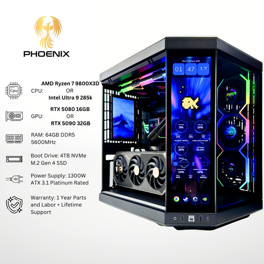 Phoenix Plus - Nvidia RTX 5080/5090 64GB RAM 4TB SSD DDR5 RGB Gaming PC