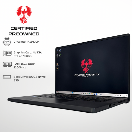 Certified Pre Owned Raven - NVIDIA RTX 4070 8GB Intel i7 13620H 16GB DDR4 RAM 500GB SSD RGB Gaming Laptop