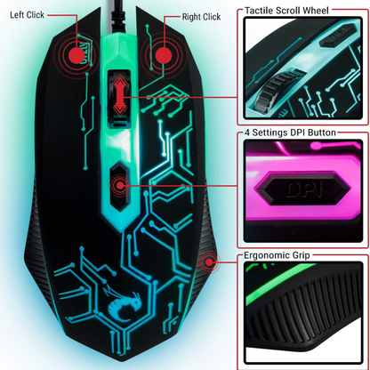 Orzly Wired RGB Gaming Keyboard, Mouse + Pad, and Gaming Headset Set