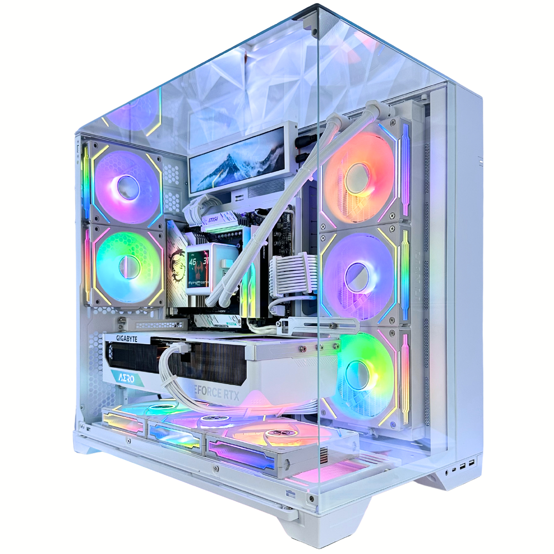 White Phoenix Plus - RTX 4090 64GB RAM 2TB SSD DDR5 RGB Gaming PC (8.8" LCD Screen)