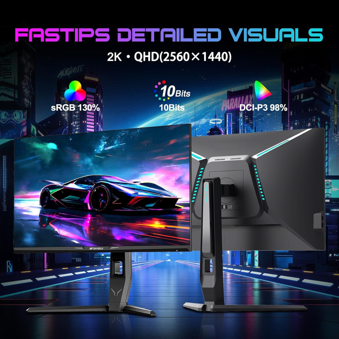 SANSUI 27" 2560 x 1440p, 240Hz, Fast IPS, 1ms Response Time, AMD FreeSync Gaming Monitor