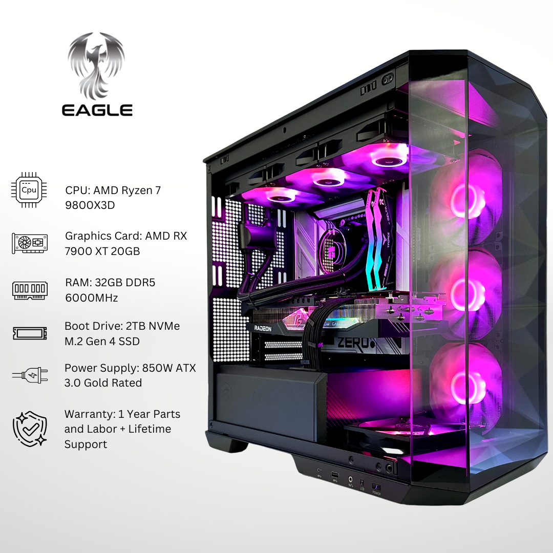 Eagle Plus - AMD RX 7900 XT Ryzen 7 9800X3D 32GB RAM 2TB SSD DDR5 RGB Gaming PC