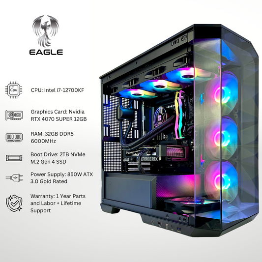 Eagle - RTX 4070 SUPER Intel i7-12700KF 32GB RAM 2TB SSD DDR5 RGB Gaming PC