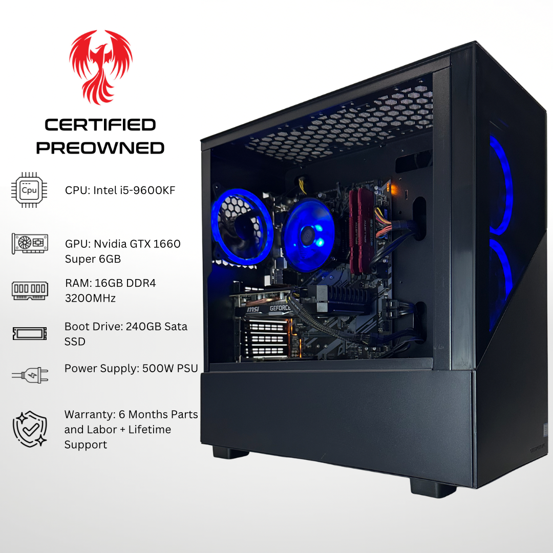 Certified Pre Owned Sparrow - NVIDIA GTX 1660 Super Intel i5-9600KF 16GB DDR4 RAM 240GB SSD RGB Gaming PC