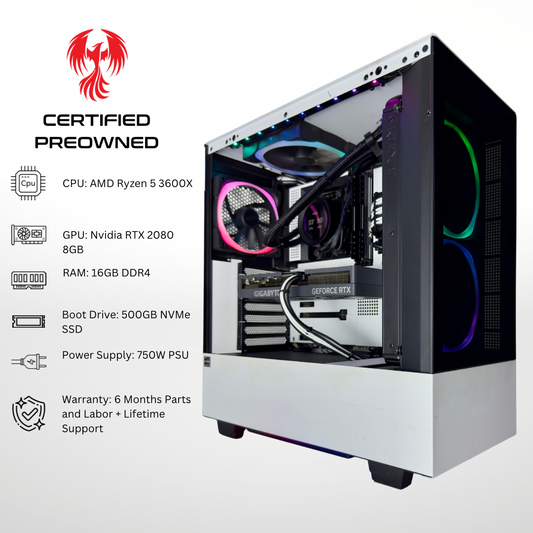 Certified Pre Owned Sparrow - NVIDIA RTX 4060 Ti AMD Ryzen 5 3600X 16GB DDR4 RAM 500GB SSD RGB Gaming PC