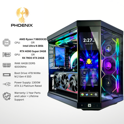 Phoenix Plus - Nvidia RTX 4090/AMD RX 7900 XTX 64GB RAM 4TB SSD DDR5 RGB Gaming PC