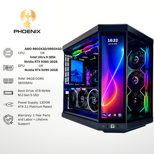 Phoenix Plus - Nvidia RTX 5080/5090 96GB DDR5 RAM 4TB Gen 5 SSD RGB Gaming PC