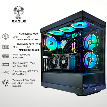 Eagle - Nvidia RTX 5070/AMD RX 9070 32GB RAM 2TB SSD DDR5 RGB Gaming PC