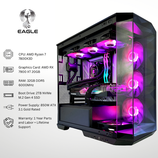 Eagle Plus - AMD RX 7900 XT Ryzen 7 7800X3D 32GB RAM 2TB SSD DDR5 RGB Gaming PC