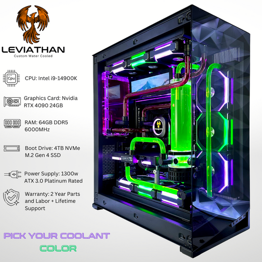 Custom Water Cooled Leviathan - RTX 4090 Intel i9-14900K 64GB RAM 4TB SSD DDR5 RGB Gaming PC