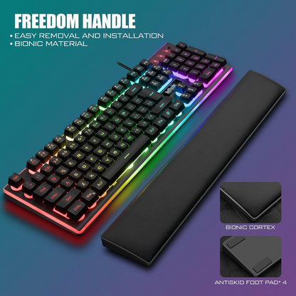 RedThunder K10 Wired Gaming Keyboard, Mouse and Wrist Rest Combo (Available in White or Black)