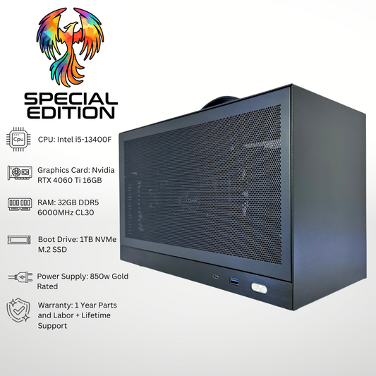 Special Edition Mini-ITX Nvidia RTX 4060 Ti 16GB Intel i5-13400F DDR5 Gaming PC