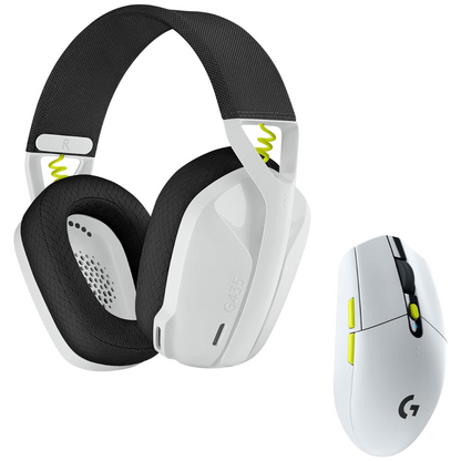 White Logitech G435 LIGHTSPEED Wireless Gaming Headset + G305 Lightspeed Wireless Gaming Mouse