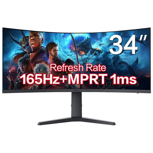 KOORUI 34" 3440x1440p, 165Hz, 1ms Response Time, AMD Freesync Premium, Ultrawide Gaming Monitor