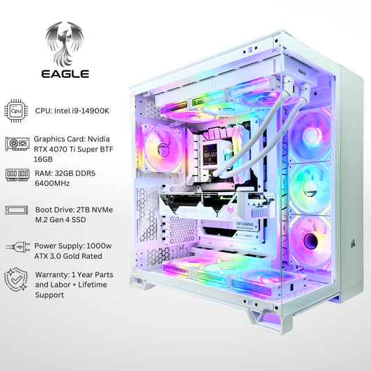 Special Edition White Eagle RTX 4070 Ti SUPER Intel i9-14900K 32GB RAM 2TB SSD DDR5 RGB Gaming PC