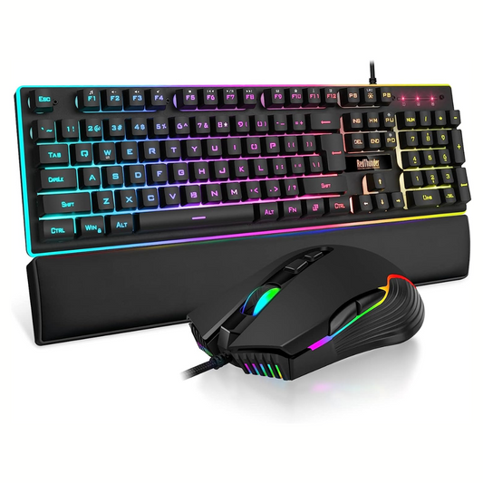 RedThunder K10 Wired Gaming Keyboard, Mouse and Wrist Rest Combo (Available in White or Black)