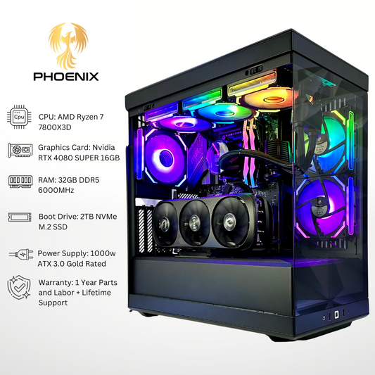 Phoenix RTX 4080 Super AMD Ryzen 7 7800X3D 32GB RAM 2TB SSD RGB Gaming PC