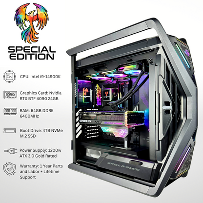 Special Edition Phoenix Plus BTF 4090 Intel i9-14900K 64GB RAM 4TB SSD DDR5 RGB Gaming PC