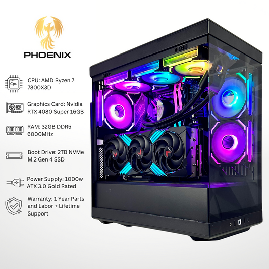 Phoenix RTX 4080 SUPER AMD Ryzen 7 7800X3D 32GB RAM 2TB SSD RGB Gaming PC