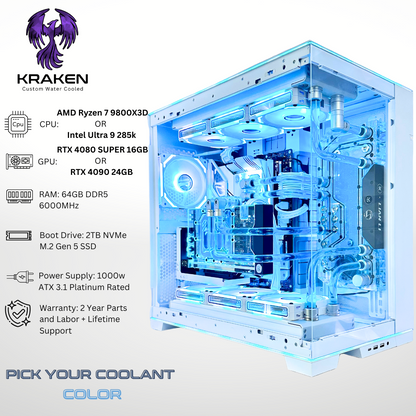 Custom Water Cooled Kraken - NVIDIA 64GB RAM 2TB SSD DDR5 RGB Gaming PC