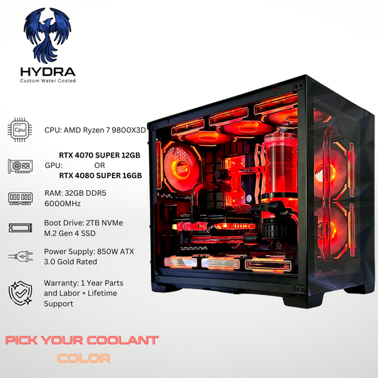 Custom Water Cooled Hydra - NVIDIA 32GB RAM 2TB SSD DDR5 RGB Gaming PC