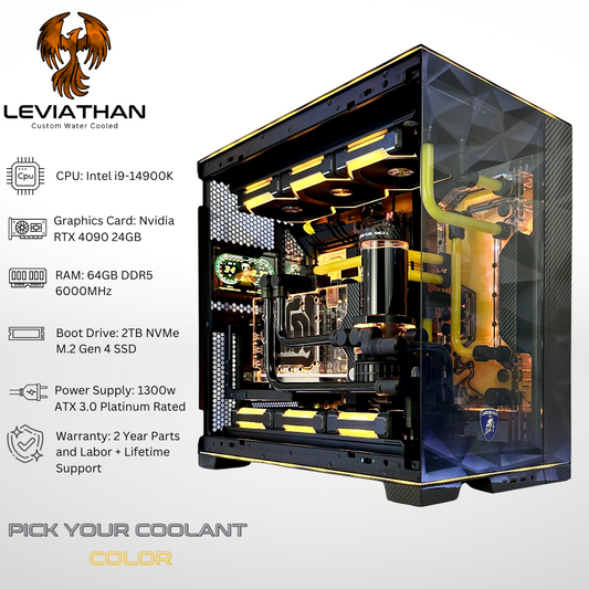 Custom Water Cooled Leviathan - RTX 4090 Intel i9-14900K 64GB RAM 2TB SSD DDR5 RGB Gaming PC