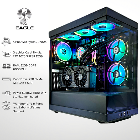 Eagle RTX 4070 SUPER AMD Ryzen 7 7700X 32GB RAM 2TB SSD DDR5 RGB Gaming PC