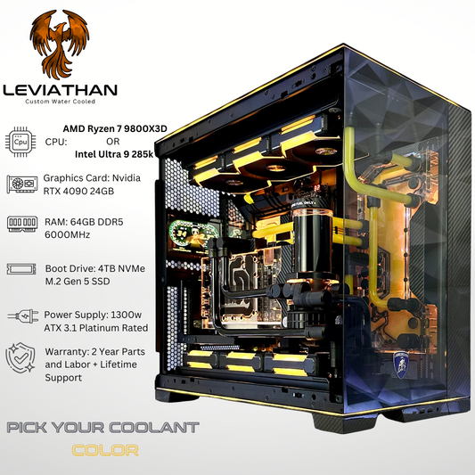 Custom Water Cooled Leviathan - RTX 4090 64GB RAM 4TB SSD DDR5 RGB Gaming PC