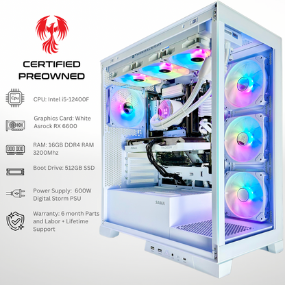 Certified Pre Owned Sparrow - AMD RX 6600 i5-12400F 16GB RAM 512GB SSD DDR4 RGB Gaming PC