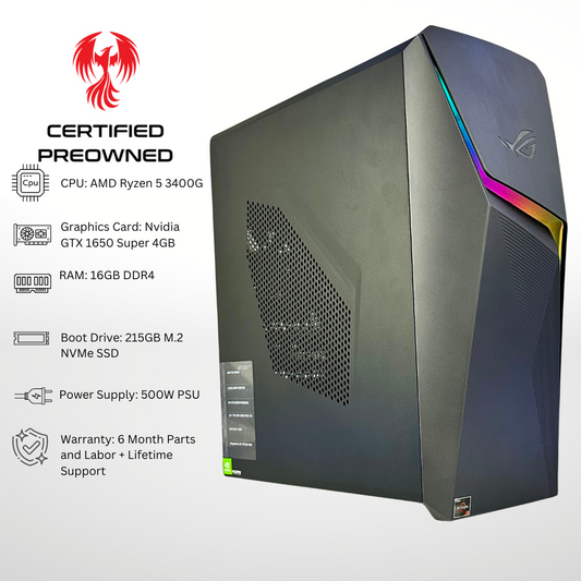 *Only Available Local In AZ* Certified Pre Owned Sparrow GTX 1650 Super AMD Ryzen 5 3400G 16GB RAM 215GB SSD Gaming PC