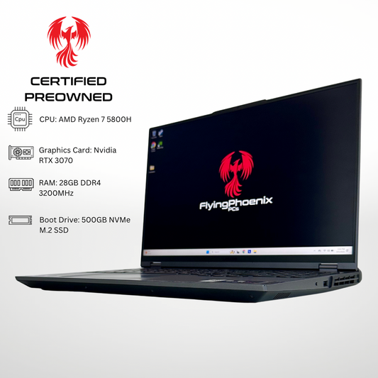 Certified Pre Owned Raven - NVIDIA RTX 3070 AMD Ryzen 7 5800H 28GB DDR4 RAM 500GB SSD RGB Gaming Laptop