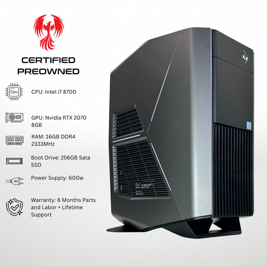 Certified Pre Owned Sparrow - NVIDIA RTX 2070 Intel i7 8700 16GB DDR4 RAM 256GB SSD RGB Gaming PC