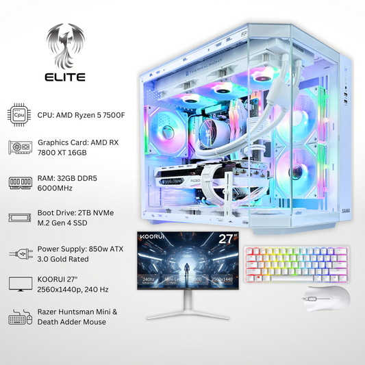 White Elite Gaming PC Bundle