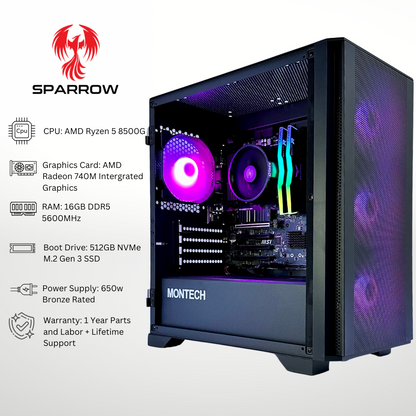 Sparrow - AMD Ryzen 5 8500G 16GB DDR5 RAM 512GB SSD RGB Gaming PC