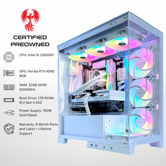 Certified Pre Owned Raven - Nvidia RTX 4060 Intel i5-12600KF 32GB RAM 1TB SSD DDR5 RGB Gaming PC