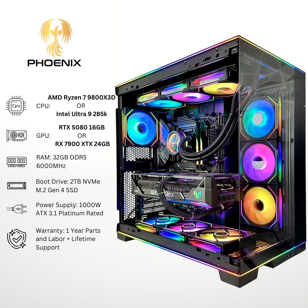 Phoenix - Nvidia RTX 5080/AMD RX 7900 XTX 32GB RAM 2TB SSD DDR5 RGB Gaming PC