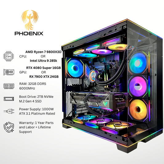 Phoenix - Nvidia RTX 4080 SUPER/AMD RX 7900 XTX 32GB RAM 2TB SSD DDR5 RGB Gaming PC