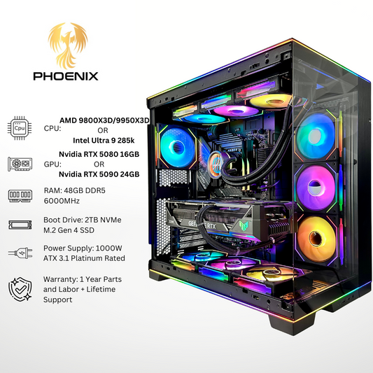 Phoenix - Nvidia RTX 5080/5090 48GB DDR5 RAM 2TB SSD RGB Gaming PC
