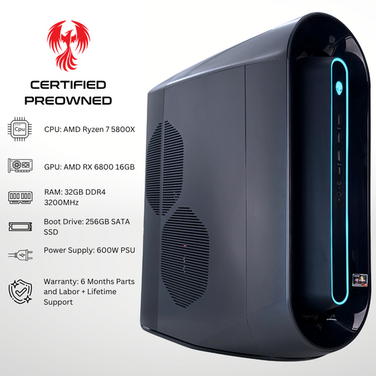 Certified Pre Owned Sparrow - AMD RX 6800 16GB AMD Ryzen 7 5800X 32GB DDR4 RAM 256GB SSD RGB Gaming PC