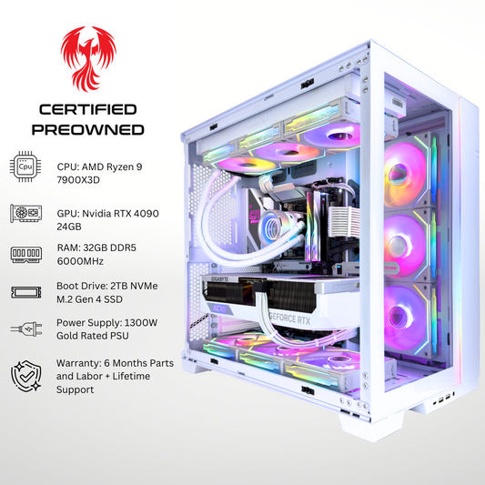 Certified Pre Owned Phoenix - NVIDIA RTX 4090 AMD Ryzen 9 7900X3D 32GB DDR5 RAM 2TB SSD Gaming PC